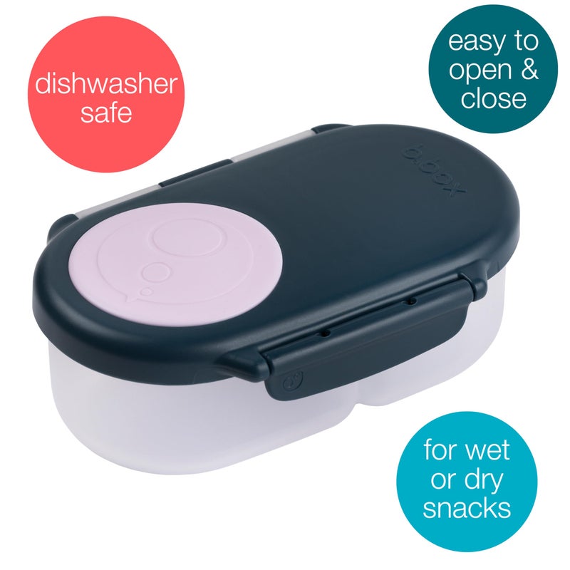 b.box Snack Box for Kids & Toddlers: 2 Compartment Snack Containers, Mini Bento Box, Lunch Box. Leak Proof, BPA free, Dishwasher safe. School Supplies. Ages 4 months+ (Indigo Rose, 12oz capacity) - Image 3